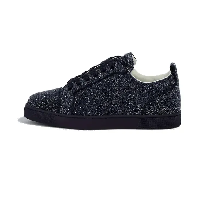 Christian Louboutin Glitter-Embossed Leather Sneaker — 