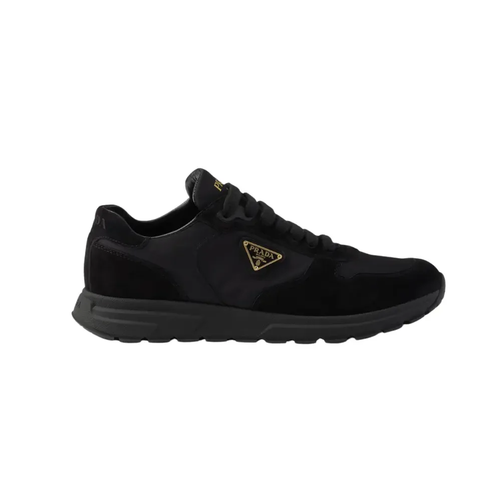 Prada Prada Prax 2.0 Re-Nylon Suede Sneakers — Black