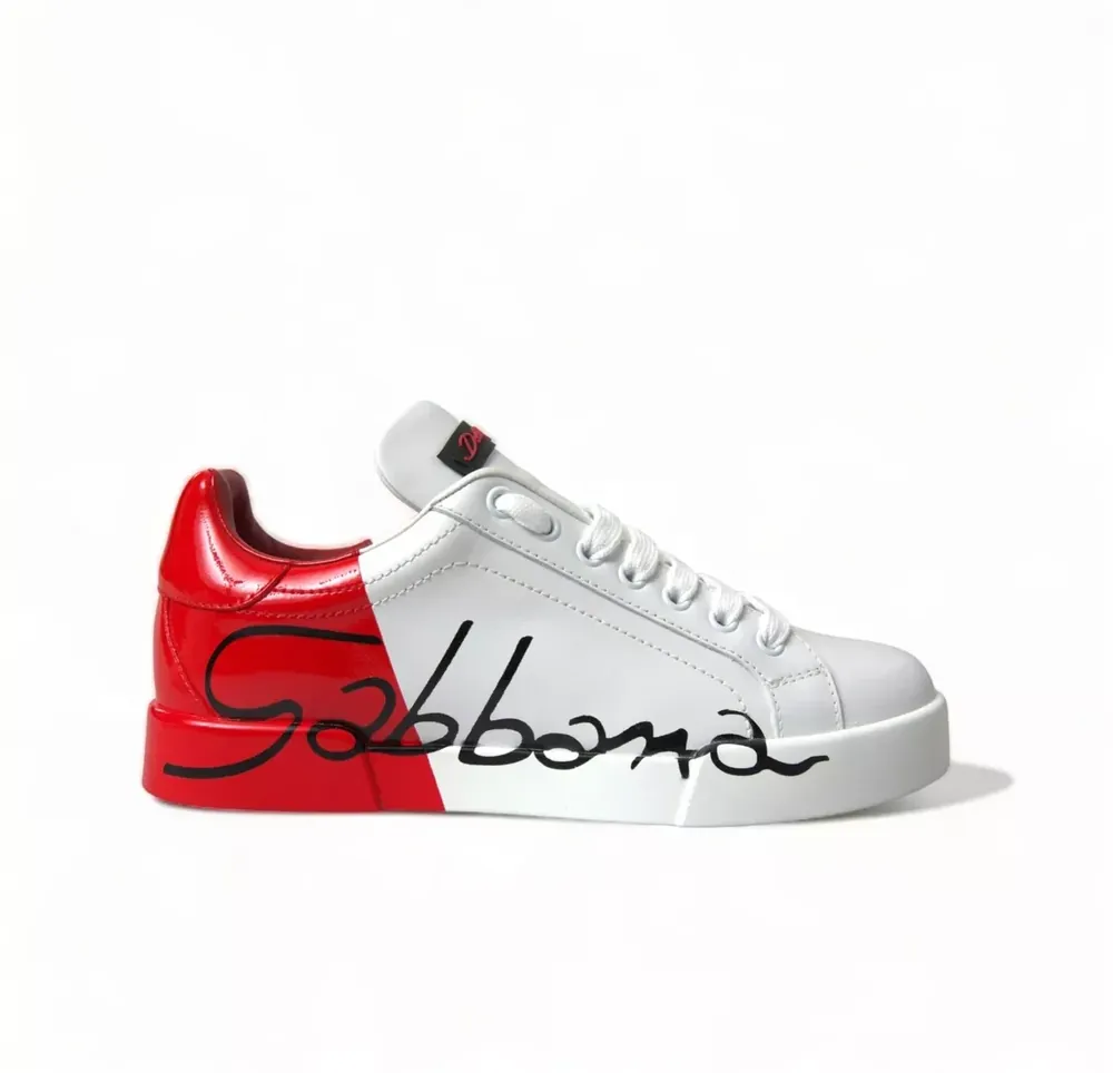 Dolce & Gabbana Dolce & Gabbana Elegant — White Leather Portofino Sneaker