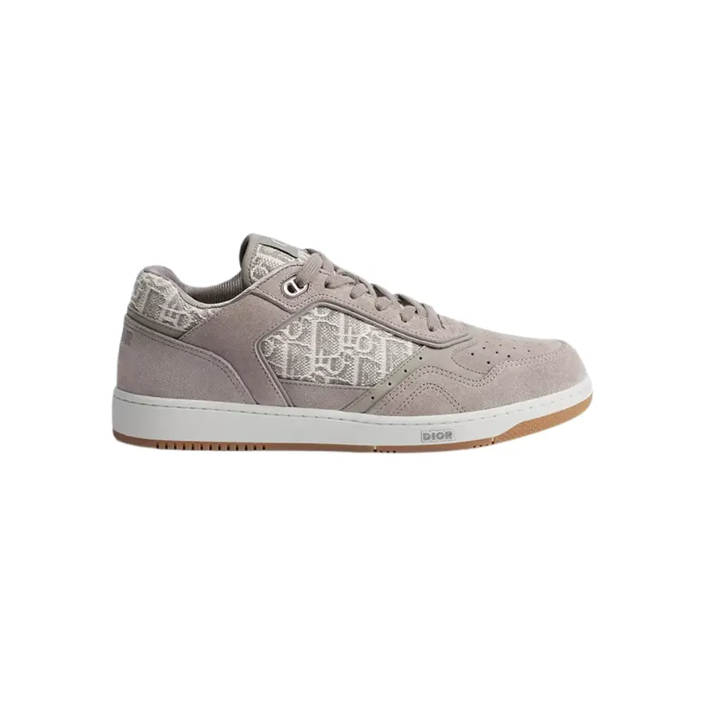 Dior B27 Uptown Low Top Sneaker — Gray Suede Calfskin Gray Oblique Jacquard