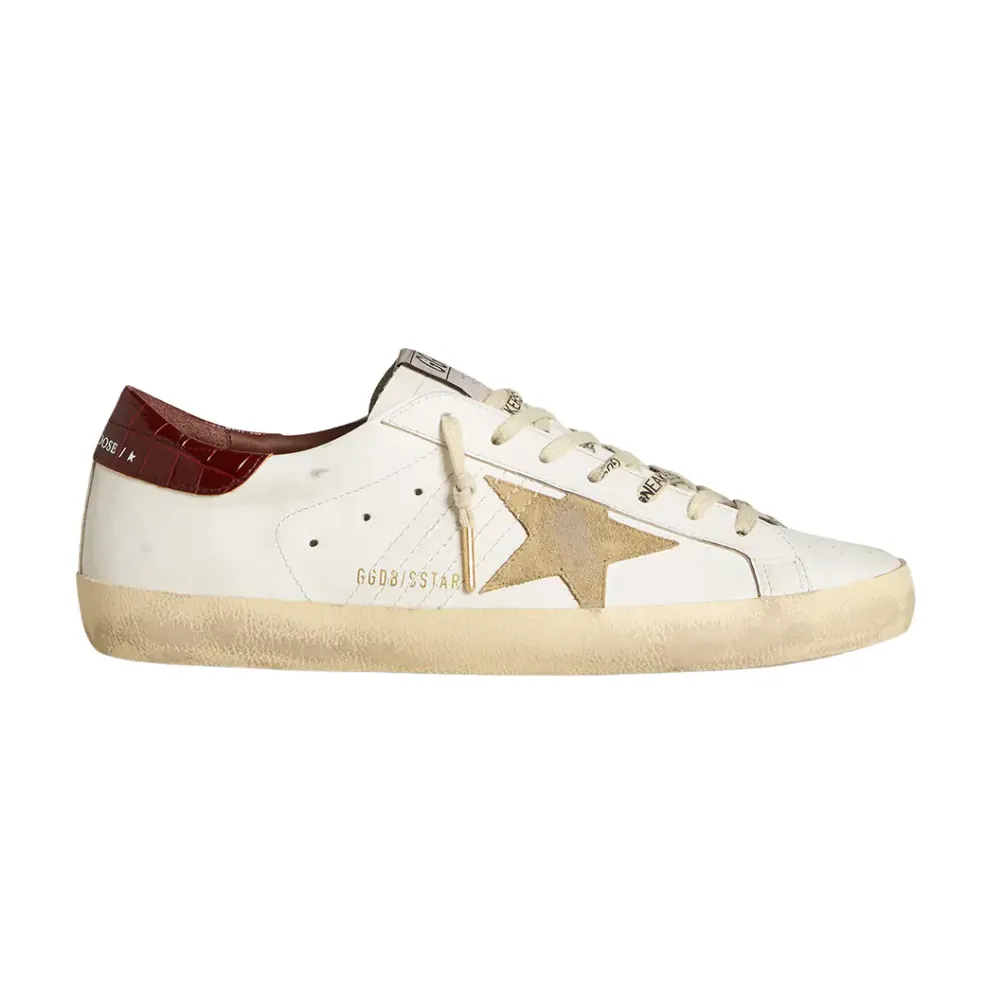 Golden Goose Golden Goose Super-Star — Sand Suede Star Red Croc-Print Leather Heel Tab
