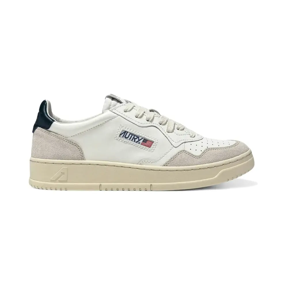 Autry Autry Medalist Leather Low — White Blue Beige