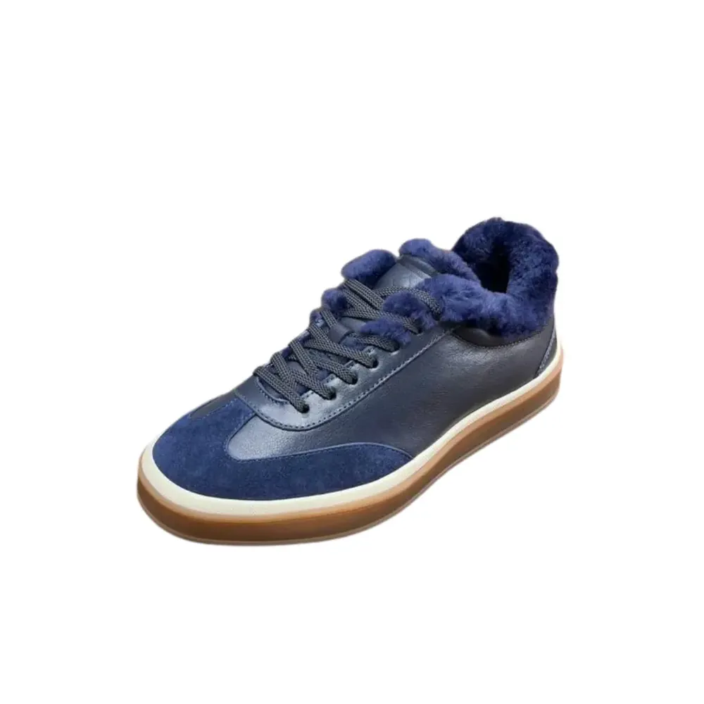 Loro Piana Loro Piana Tennis Walk Sneakers — Blue Suede Sheepskin Lining