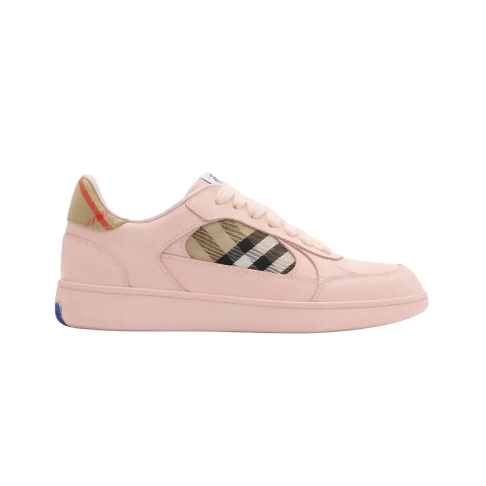 Burberry Burberry Leather and Check Terrace Sneakers — Pink