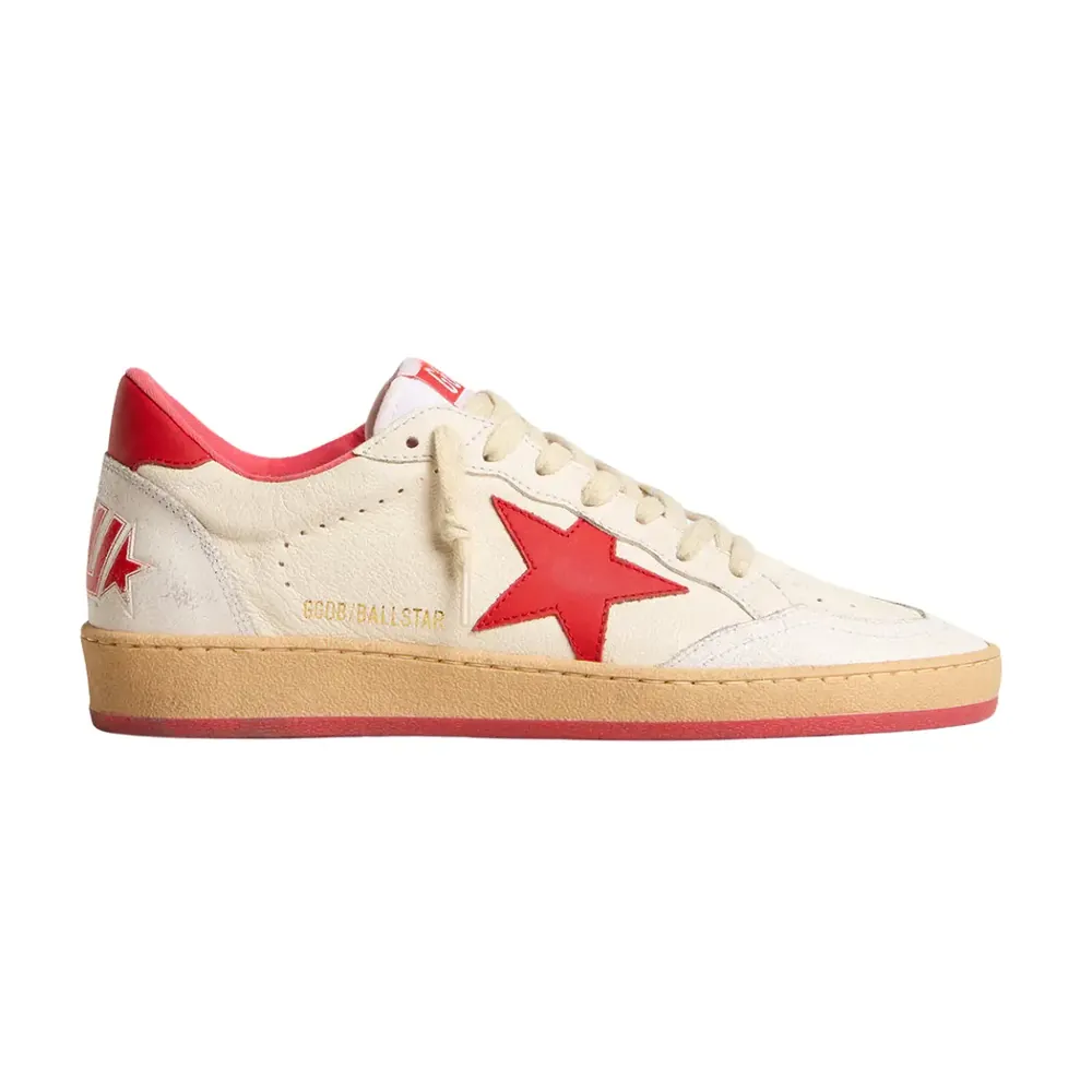 Golden Goose Golden Goose Ball Star Wishes — White Leather Red Star Heel Tab