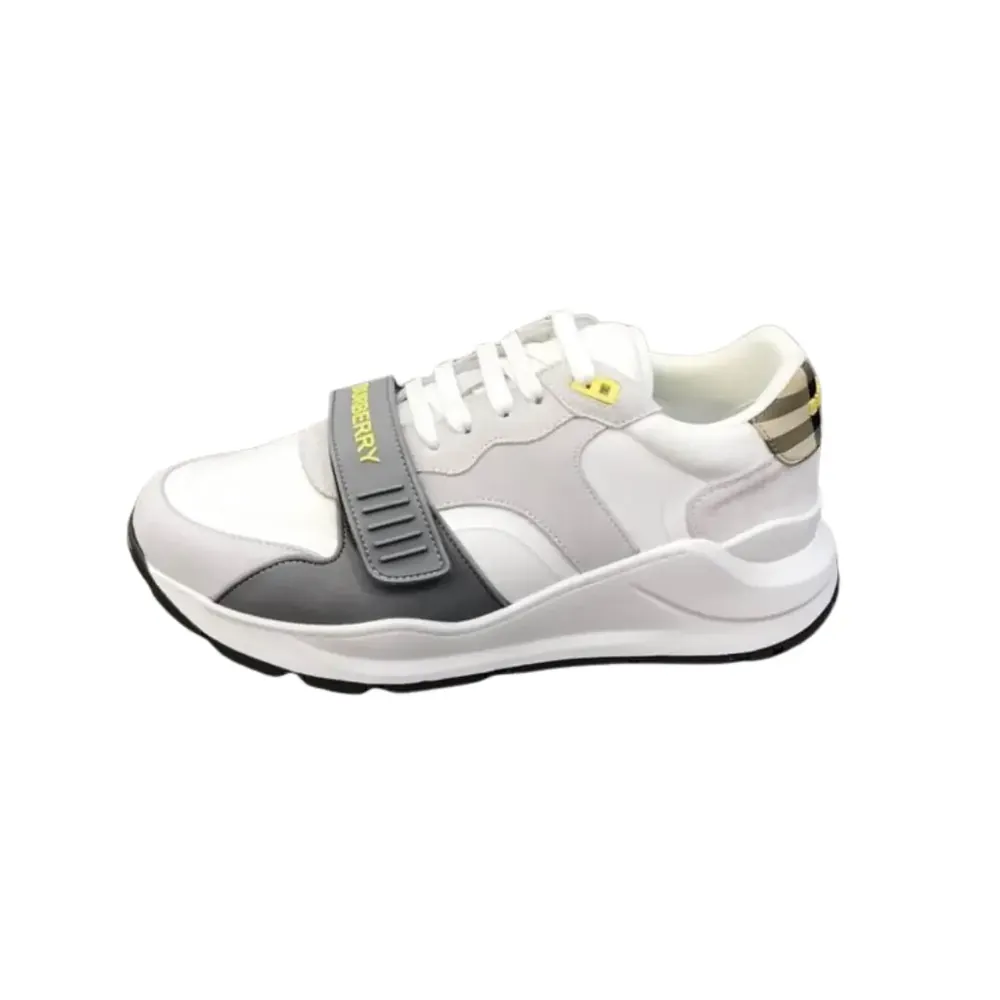 Burberry Burberry Ramsey Low-Top Sneakers — White Grey Yellow
