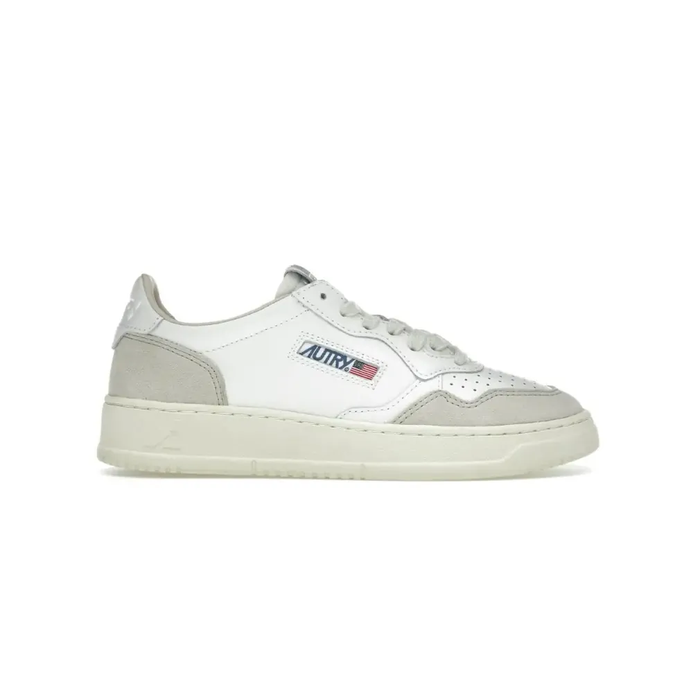 Autry Autry Medalist Leather Low — White Beige Suede