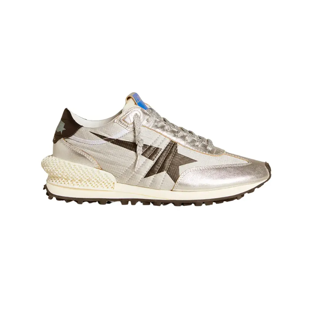 Golden Goose Golden Goose Marathon — Silver Ripstop Nylon Upper Black Star