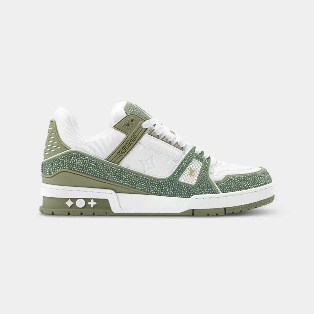 Louis Vuitton LV Trainer Sneaker Monogram-Debossed Grained Calf — Khaki Green
