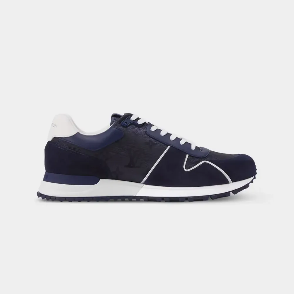 Louis Vuitton LV Run Away Sneaker Suede Calf Leather Monogram Jacquard — Blue