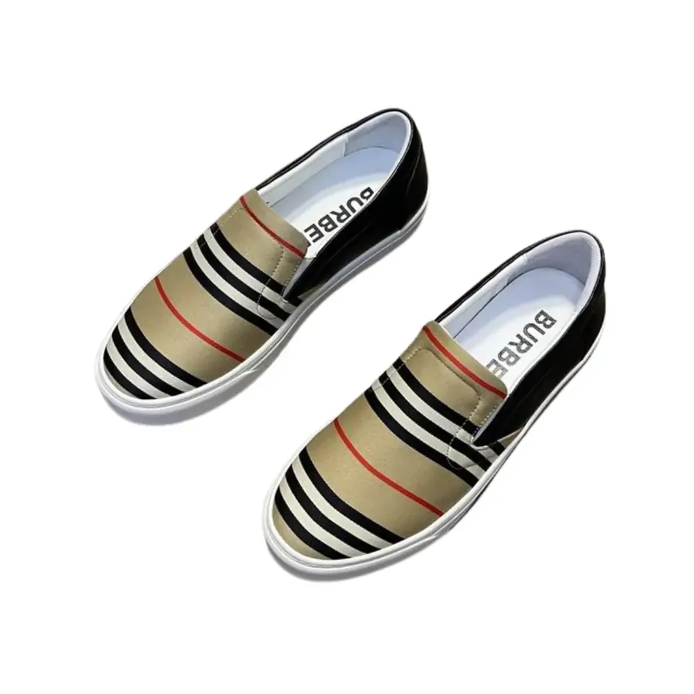 Burberry Burberry Beige — Black Icon Stripe Thompson Slip-On Sneakers