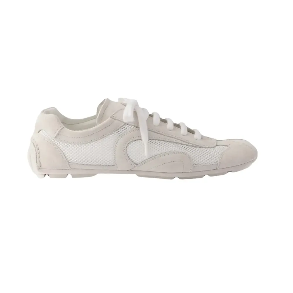 Prada Prada Montecarlo Re-Edition 2005 Suede Sneakers — White Grey