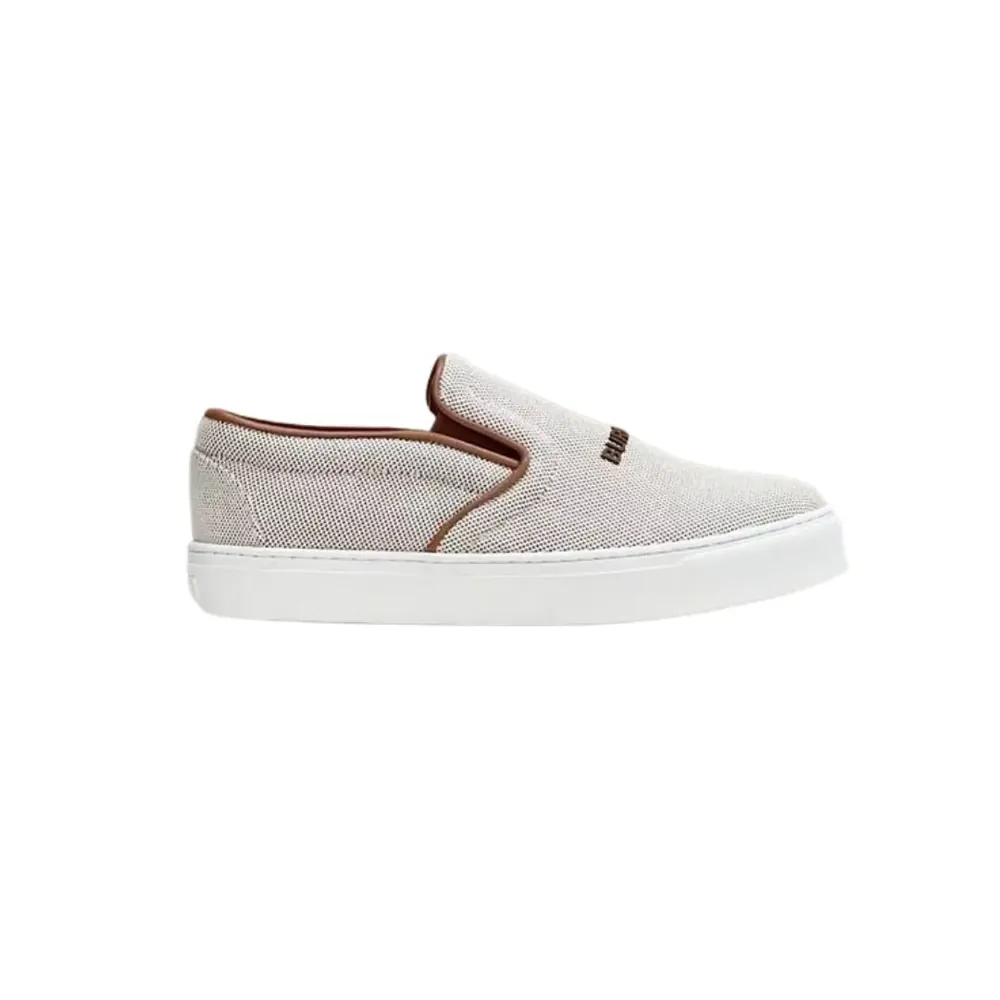 Burberry Burberry Canvas Leather Slip-On Sneakers Light — Beige