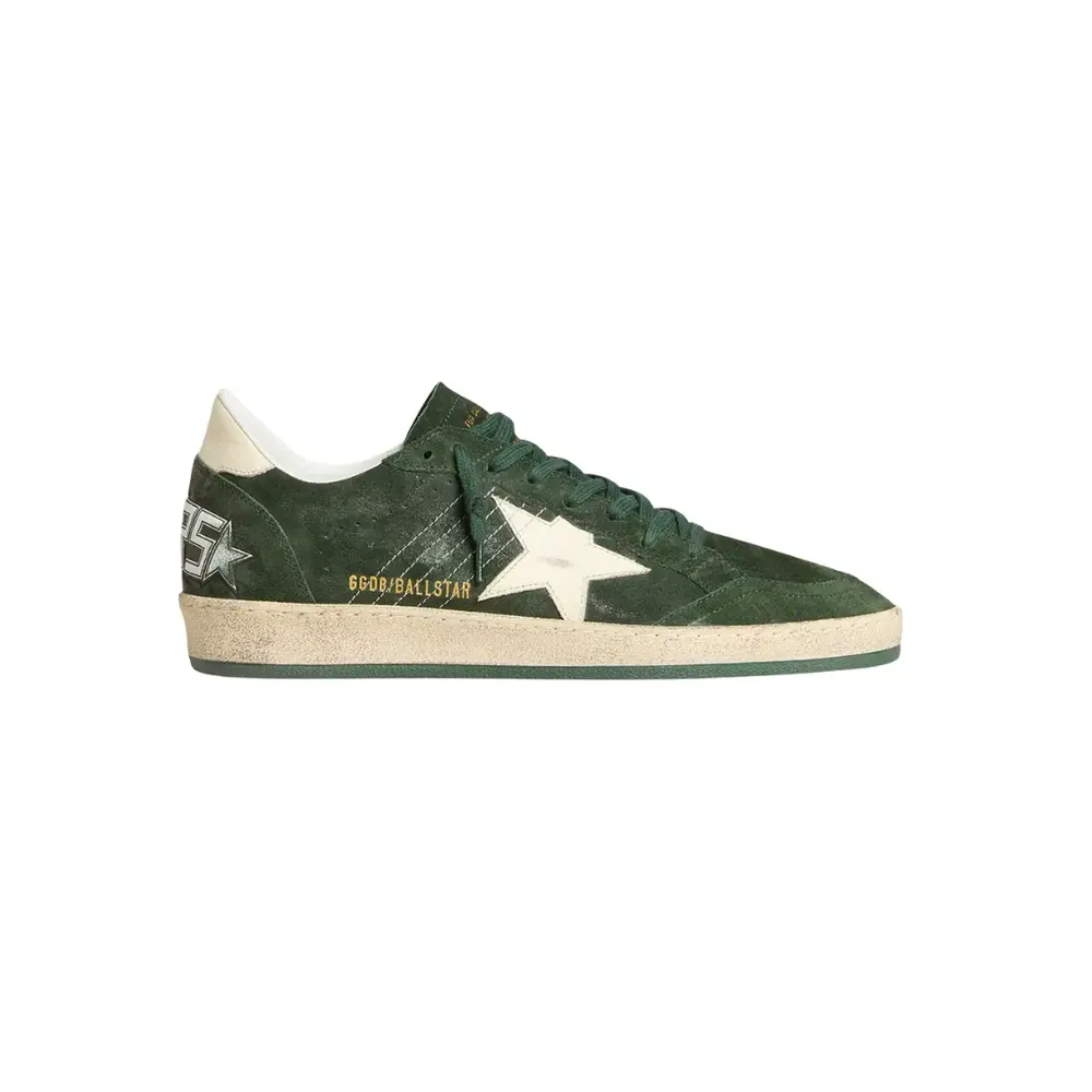 Golden Goose Golden Goose Ball Star — Green Suede White Leather Star Heel Tab