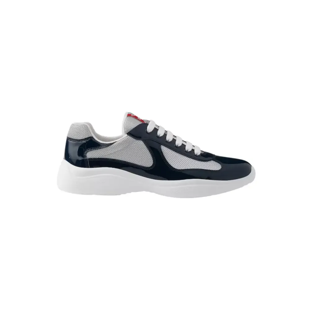 Prada Prada America s Cup Sneakers — Royal Blue Silver Patent Leather And Technical Fabric