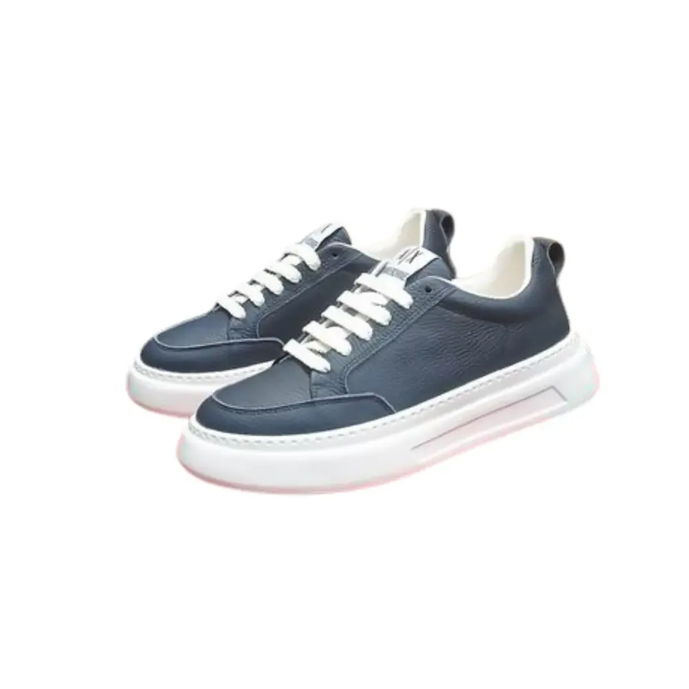 Armani Armani Denim — Navy Deep Blue Leather Emporio Low Top Sneakers