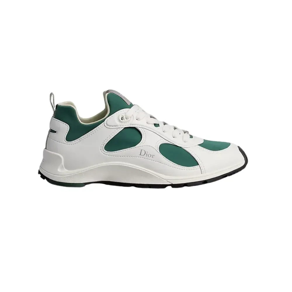 Dior Mile Sneaker — White Smooth Lambskin Cedar Green Neoprene