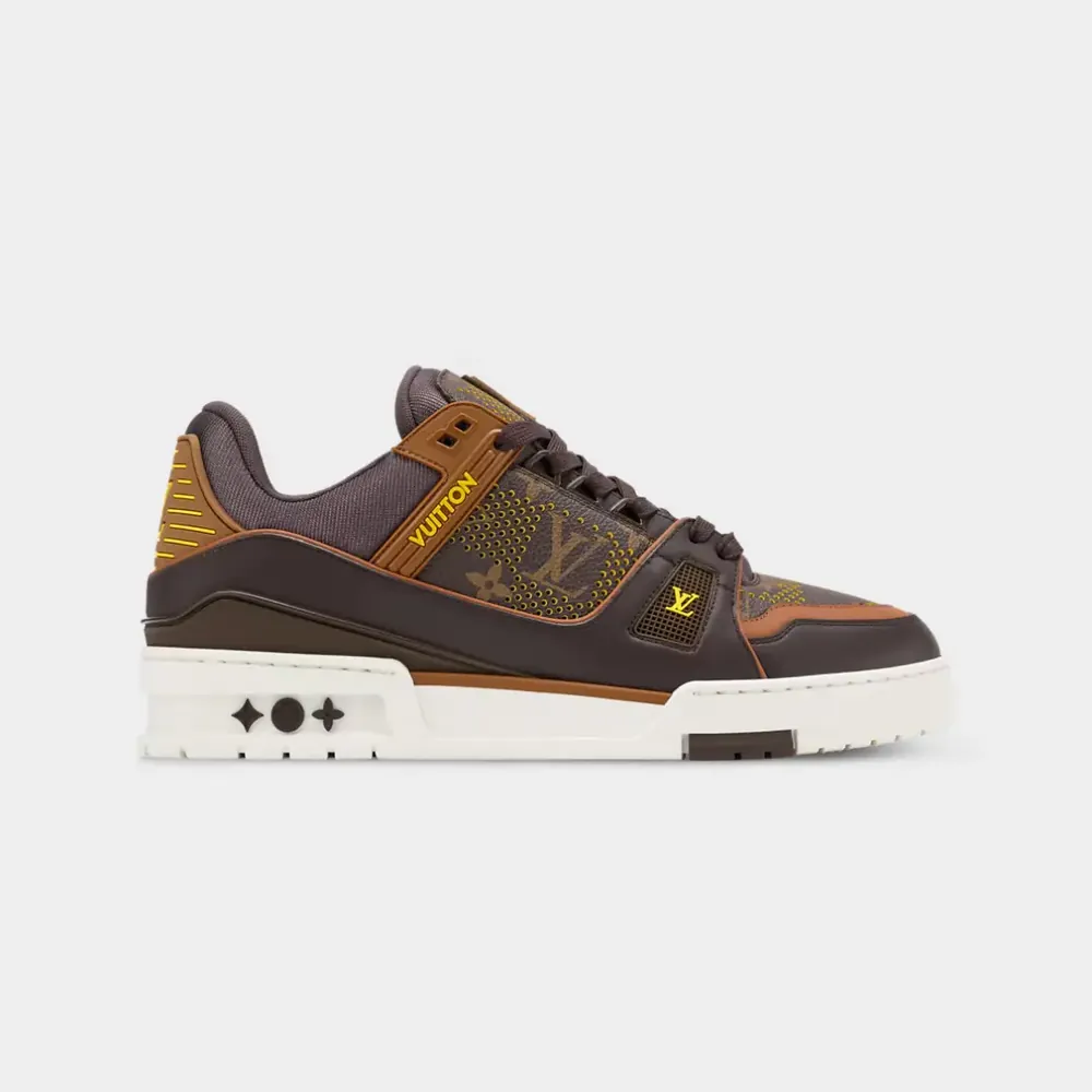 Louis Vuitton LV Trainer Sneaker Perforated Grained Calf Leather — Yellow