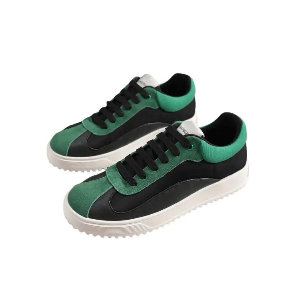Armani Armani Emporio Leather Sneaker Suede — Black Green