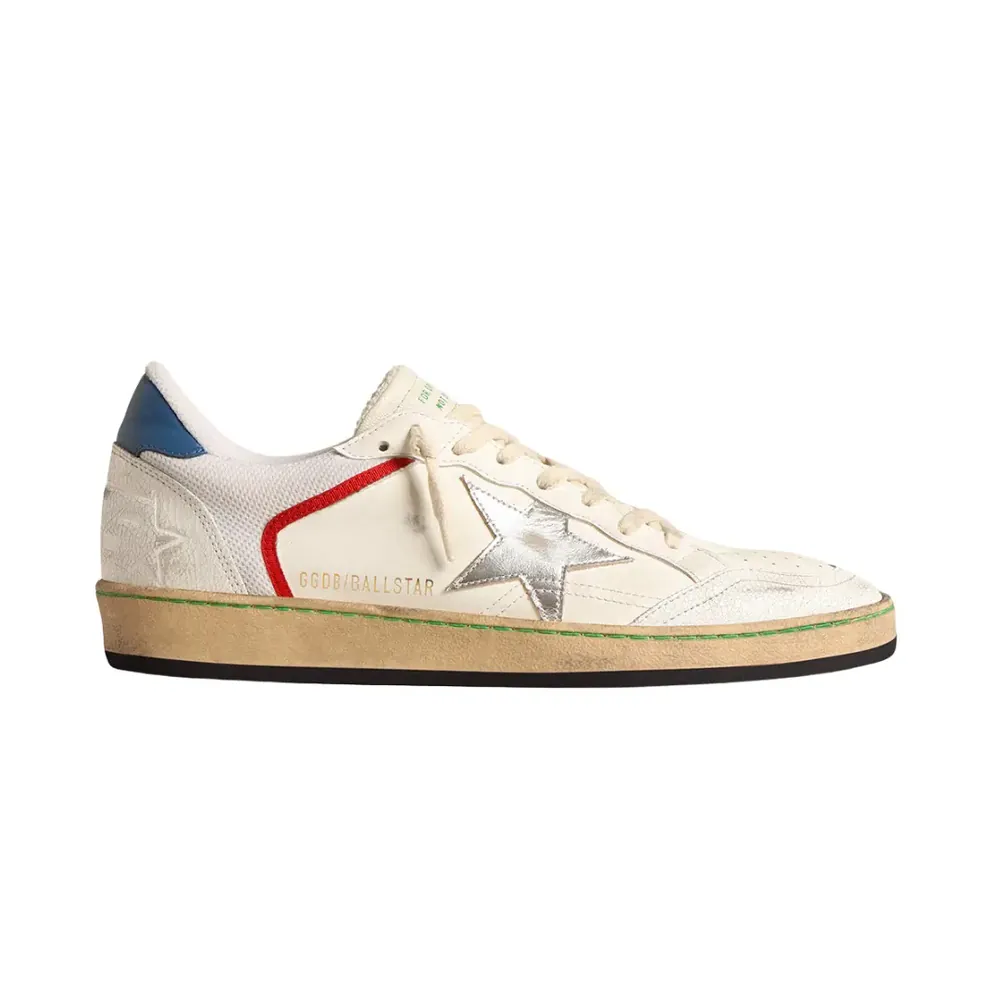 Golden Goose Golden Goose Ball Star Nappa Mesh — Silver Metallic Leather Star