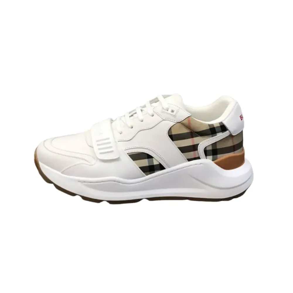 Burberry Burberry Check and Leather Sneakers —