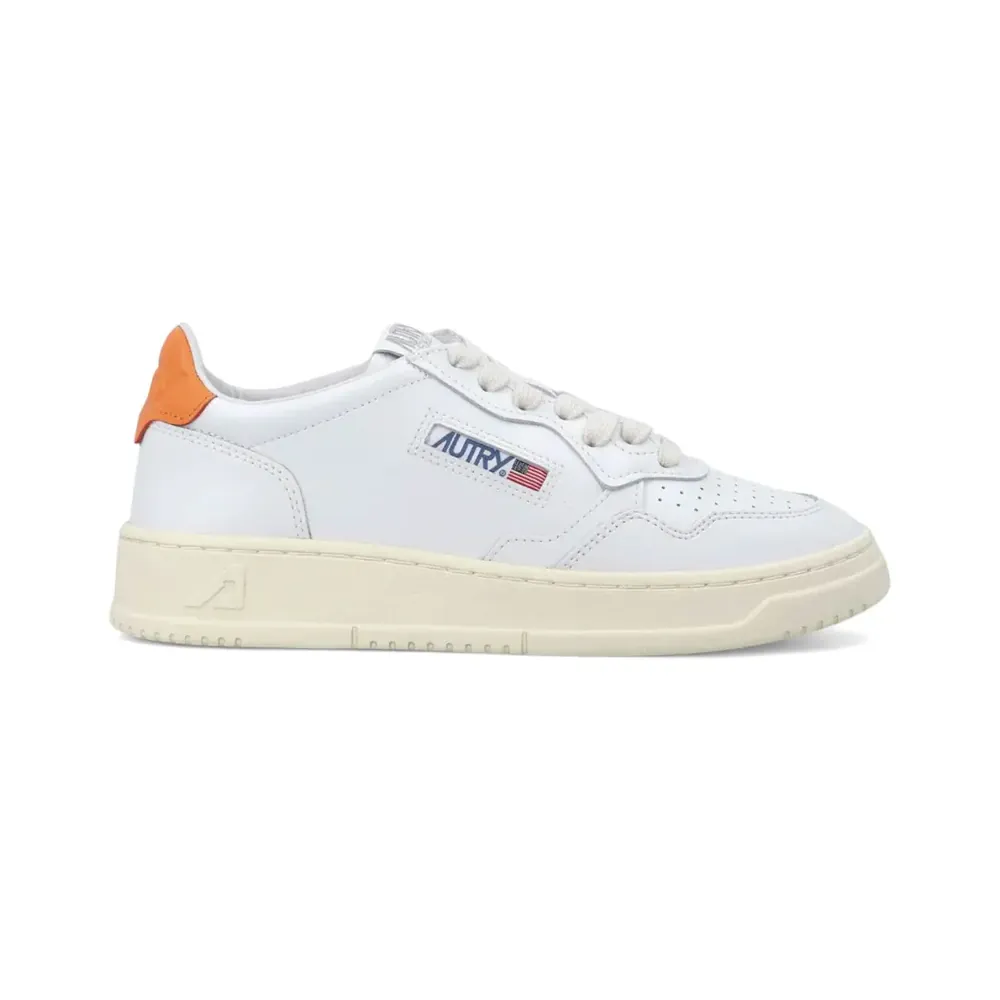 Autry Autry Medalist Leather Low — White Parsimmon Orange