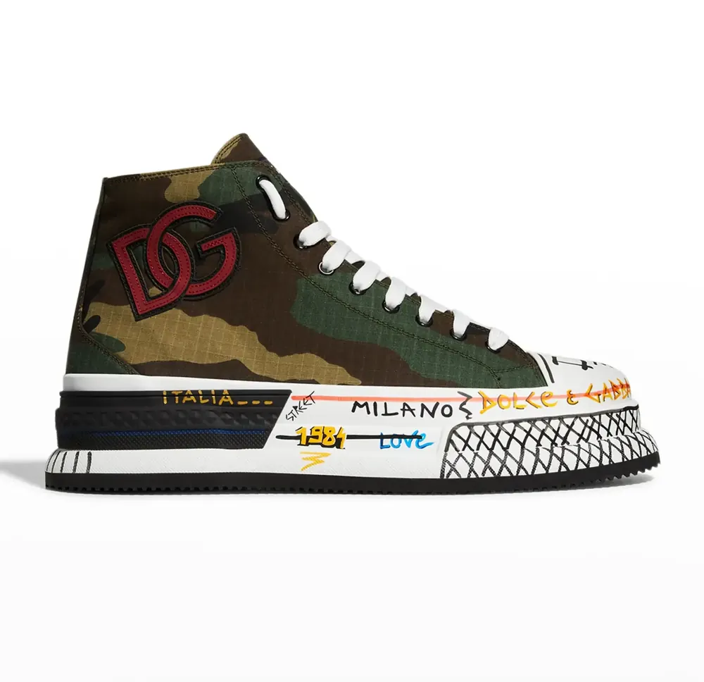 Dolce & Gabbana Dolce & Gabbana Camouflage Pattern Scribble Sneakers — 