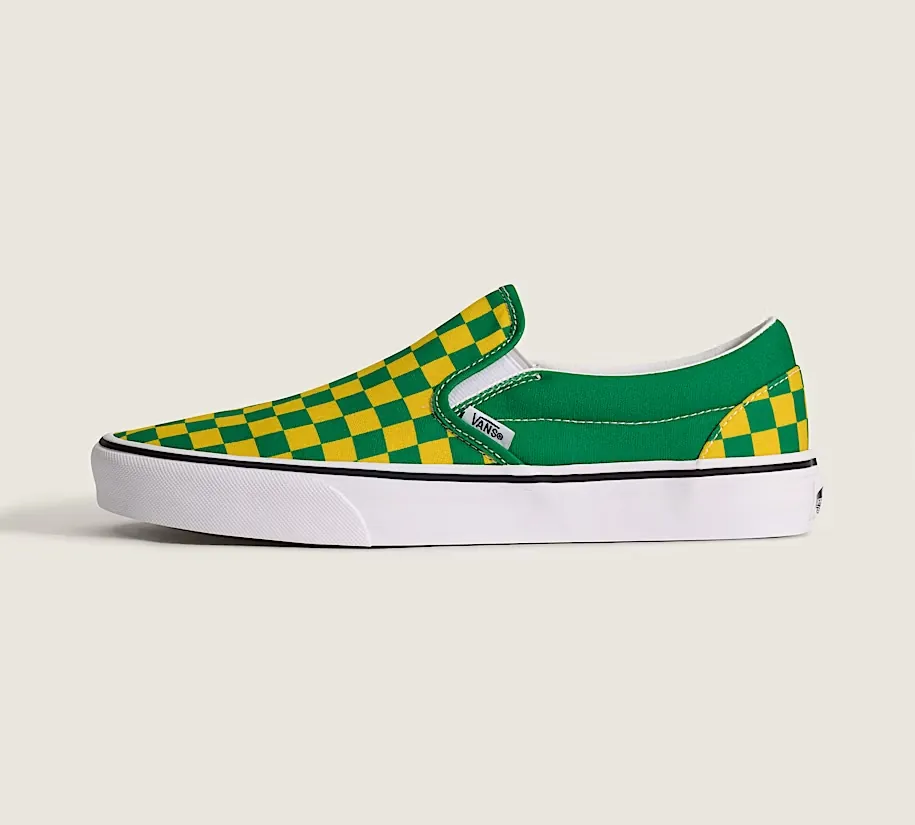Vans Classic Slip-On Checkerboard Shoe — Yellow