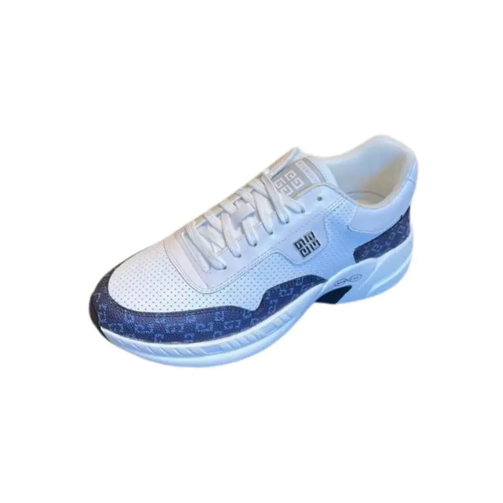 Givenchy Givenchy White With — Blue Canvas Outline Print Sneakers