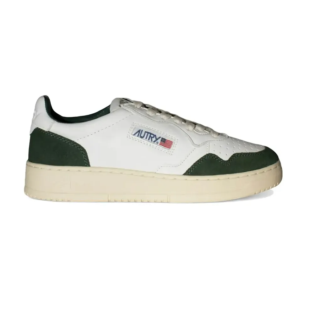 Autry Autry Medalist Leather Low — White Bottle Green